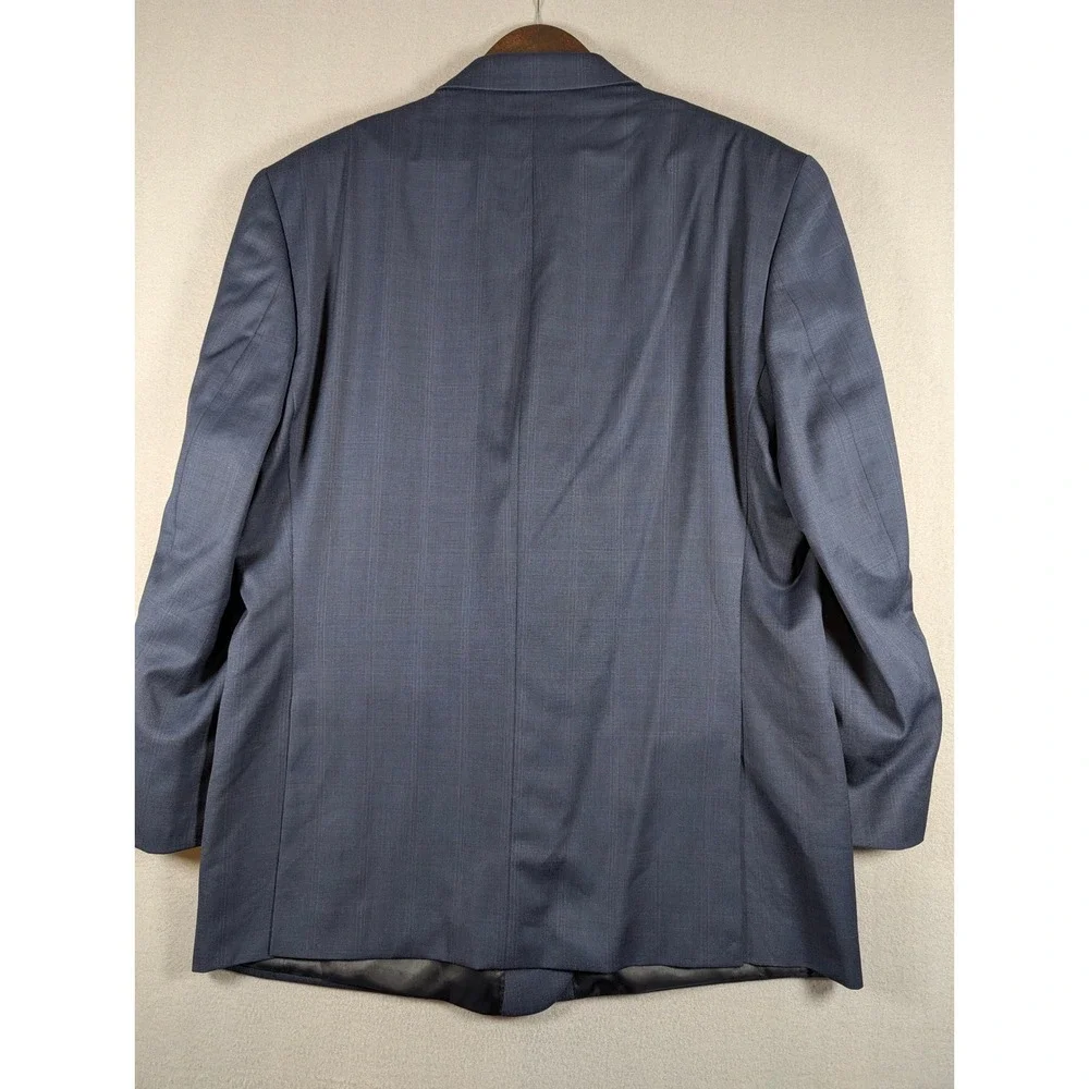 Calvin Klein Mens Blue Glen Plaid 100% Wool 2 Button Suit Jacket Blazer 48R